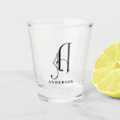 Gepersonaliseerd Monogram Letter A met achternaam Shot Glas (Voorkant)