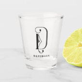 Gepersonaliseerd Monogram Letter D met Achternaam Shot Glas (Voorkant)