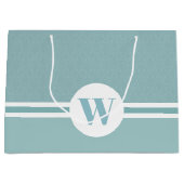 Gepersonaliseerd monogram lichtblauw bloemen discr groot cadeauzakje (Voorkant)