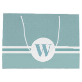 Gepersonaliseerd monogram lichtblauw bloemen discr groot cadeauzakje (Achterkant)