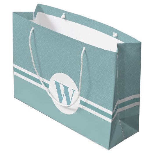 Gepersonaliseerd monogram lichtblauw bloemen discr groot cadeauzakje (Achterkant Gekanteld)