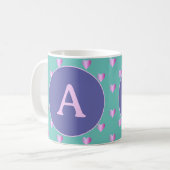Gepersonaliseerd monogram Lila Blauwgroen Koffiemok (Voorkant links)