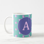 Gepersonaliseerd monogram Lila Blauwgroen Koffiemok (Links)