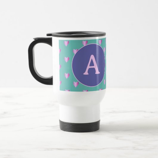 Gepersonaliseerd monogram Lila Blauwgroen Reisbeker (Links)
