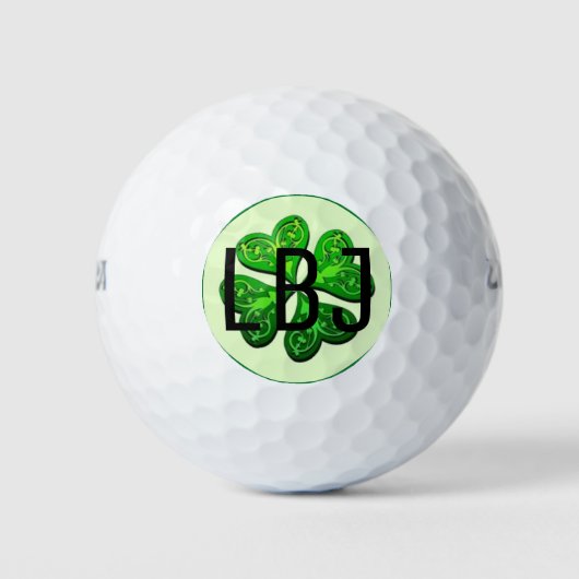 Gepersonaliseerd Monogram Lucky 4 blad klaver cade Golfballen (Voorkant)