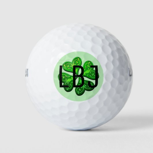 Gepersonaliseerd Monogram Lucky 4 Leaf Clover Gift Golfballen (Voorkant)