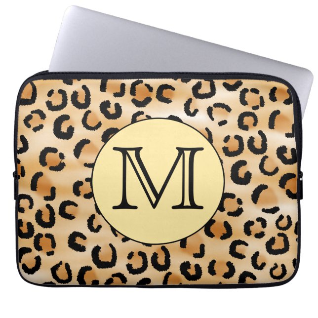 Gepersonaliseerd monogram luipspatroon afdrukken. laptop sleeve (Voorkant)