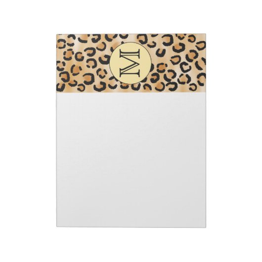 Gepersonaliseerd monogram luipspatroon afdrukken. notitieblok (Linkerzijde)