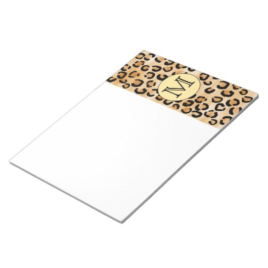 Gepersonaliseerd monogram luipspatroon afdrukken. notitieblok (Schuin)