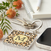 Gepersonaliseerd monogram luipspatroon afdrukken. sleutelhanger (Voorkant Rechts)