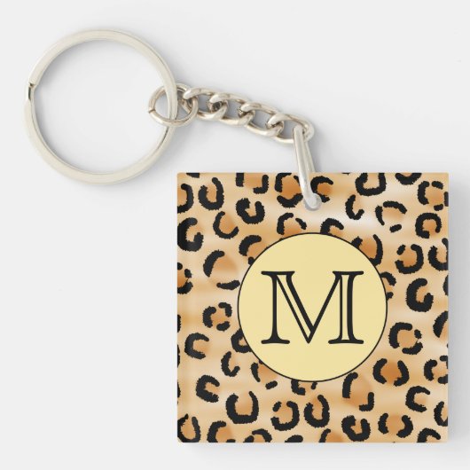Gepersonaliseerd monogram luipspatroon afdrukken. sleutelhanger (voorkant)