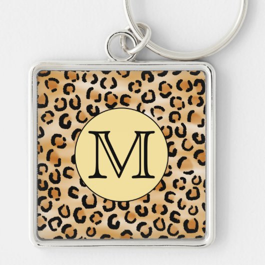 Gepersonaliseerd monogram luipspatroon afdrukken. sleutelhanger (Voorkant)
