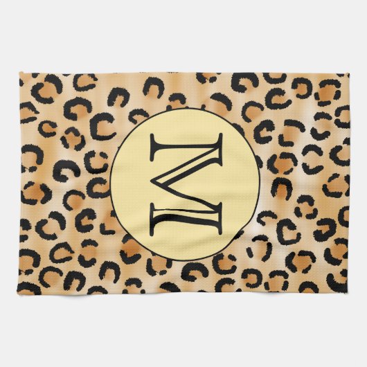 Gepersonaliseerd monogram luipspatroon afdrukken. theedoek (Horizontaal)