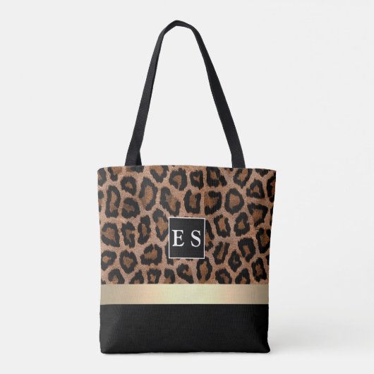 Gepersonaliseerd monogram luipspatroon tote bag (Achterkant)