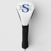 Gepersonaliseerd monogram met de naam Blauwe Grijz Golfheadcover (Voorkant)