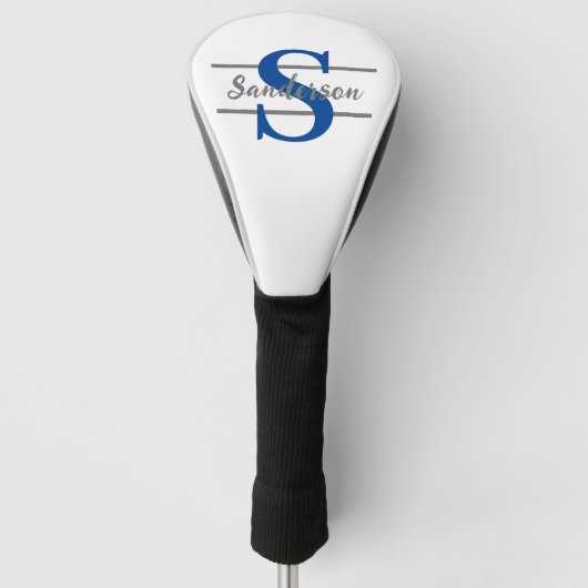 Gepersonaliseerd monogram met de naam Blauwe Grijz Golfheadcover (Voorkant)