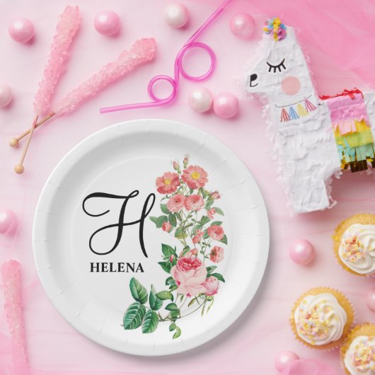  Gepersonaliseerd monogram met flacon Papieren Bordje (Feest)