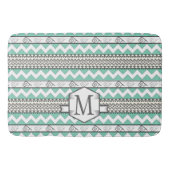 Gepersonaliseerd Monogram Mint Aztec bloemenpatroo Badmat (Voorkant)