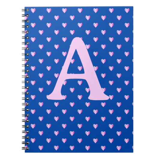 Gepersonaliseerd monogram modern hartenpatroon notitieboek (Voorkant)