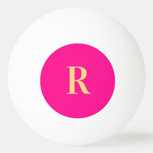Gepersonaliseerd Monogram Modern Hot Pink Pingpongbal (Voorkant)