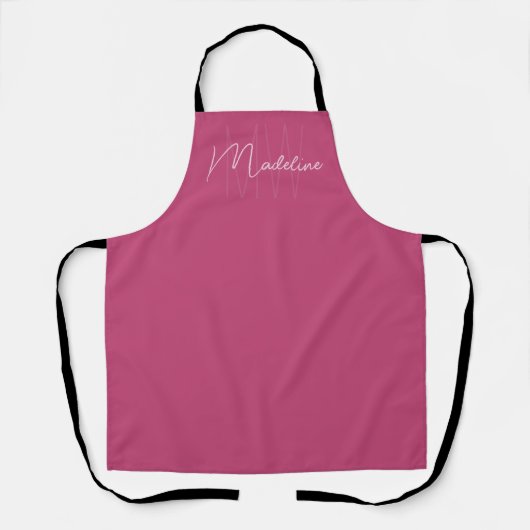 Gepersonaliseerd monogram modern roze schort (Voorkant)