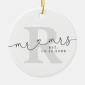Gepersonaliseerd monogram Mr. Mrs. Keramisch Ornament (Voorkant)
