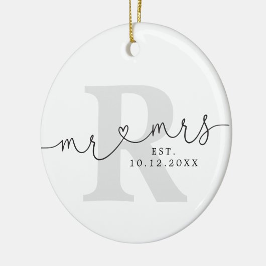 Gepersonaliseerd monogram Mr. Mrs. Keramisch Ornament (Links)
