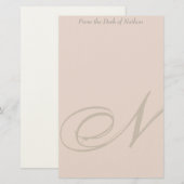 Gepersonaliseerd monogram N Stationery Briefpapier (Voorkant / Achterkant)