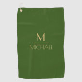 Gepersonaliseerd monogram | Naam Green & Gold Golf Golfhanddoek (Voorkant)