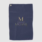Gepersonaliseerd monogram | Naam Navy & Gold Golf  Golfhanddoek (Voorkant)