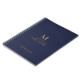 Gepersonaliseerd monogram | Naam Navy & Gold Notitieboek (Linkerzijde)