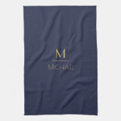 Gepersonaliseerd monogram | Naam Navy & Gold Theedoek (Verticaal)