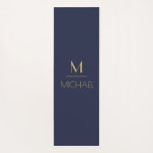 Gepersonaliseerd monogram | Naam Navy & Gold Yogamat (Achterkant)