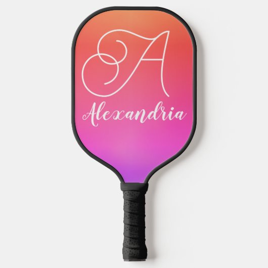 Gepersonaliseerd Monogram Naam Roze Sinaasappel Om Pickleball Paddle (Voorkant)