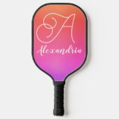 Gepersonaliseerd Monogram Naam Roze Sinaasappel Om Pickleball Paddle (Achterkant)