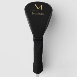 Gepersonaliseerd monogram | Naam zwart en goud Golfheadcover