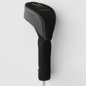 Gepersonaliseerd monogram | Naam zwart en goud Golfheadcover (Schuin)