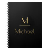Gepersonaliseerd monogram | Naam zwart en goud Notitieboek (Voorkant)