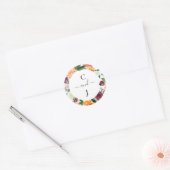 Gepersonaliseerd monogram najaar huwelijk ronde sticker (Envelop)