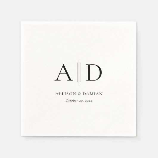 Gepersonaliseerd Monogram & Namen Bruiloft Servett Servet (Voorkant)