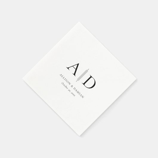 Gepersonaliseerd Monogram & Namen Bruiloft Servett Servet (Hoek)