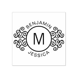 Gepersonaliseerd monogram + Namen Decoratief Aange Rubberstempel