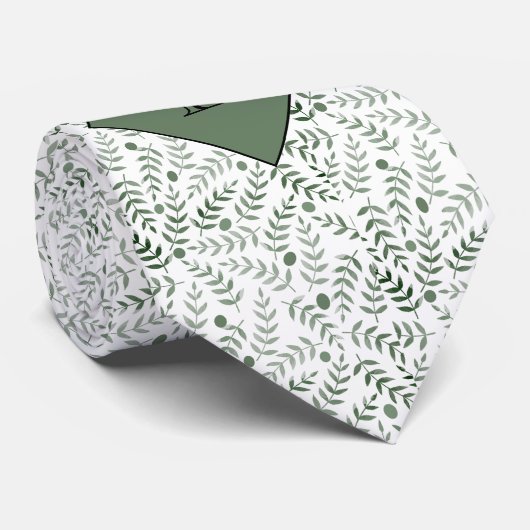 Gepersonaliseerd monogram Natuur Fern Leaf Pattern Stropdas (Opgerold)