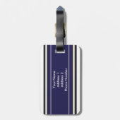 Gepersonaliseerd monogram Navy Black Stripes Patte Bagagelabel (Achterkant verticaal)