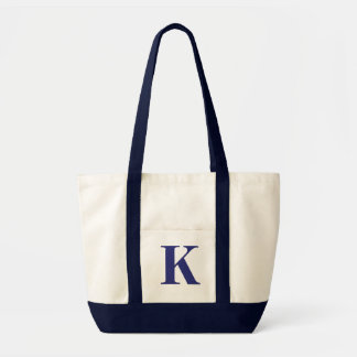 Gepersonaliseerd monogram NAVY BLUE + NATUURLIJK T Tote Bag