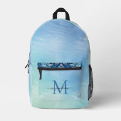 Gepersonaliseerd monogram Novy Blue Glitter Bedrukte Rugzak (Voorkant)