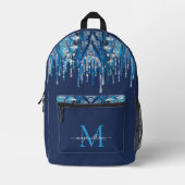 Gepersonaliseerd Monogram Novy Blue Glitter Drips Bedrukte Rugzak (Voorkant)