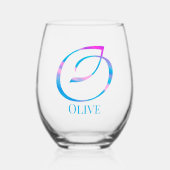 Gepersonaliseerd Monogram "O" Naam Abstract Spring Wijnglas Zonder Voet (Voorkant)