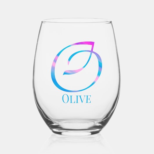 Gepersonaliseerd Monogram "O" Naam Abstract Spring Wijnglas Zonder Voet (Voorkant)
