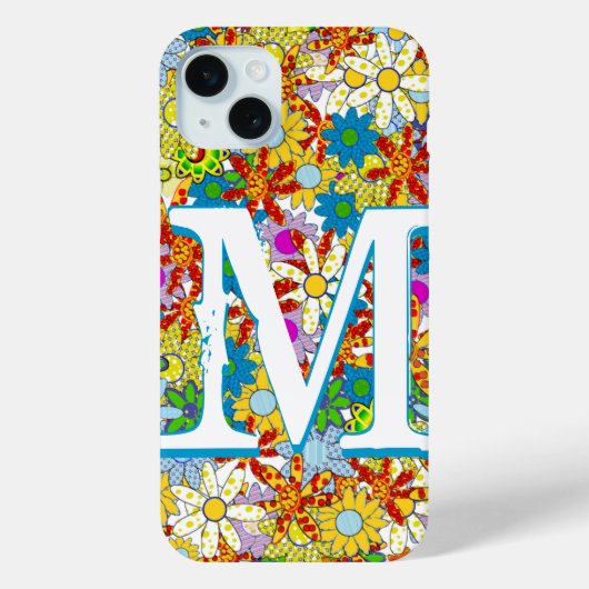 Gepersonaliseerd monogram of naam Floral Patroon Case-Mate iPhone Case (Achterkant)